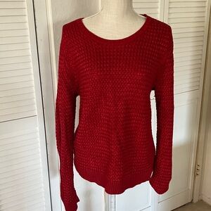 BANANA REPUBLIC Waffle knit‎ crew neck red woman’s sweater size XL cotton blend